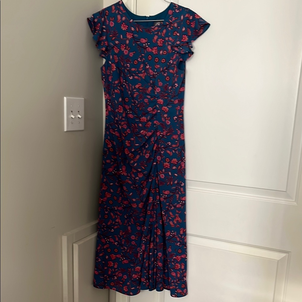 Floral Blue and Red Women's Dress